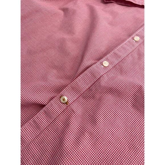 Barbour Shirt Mens Large L Tailored Fit Short Sleeve Red White Plaid Button Up - Picture 8 of 9